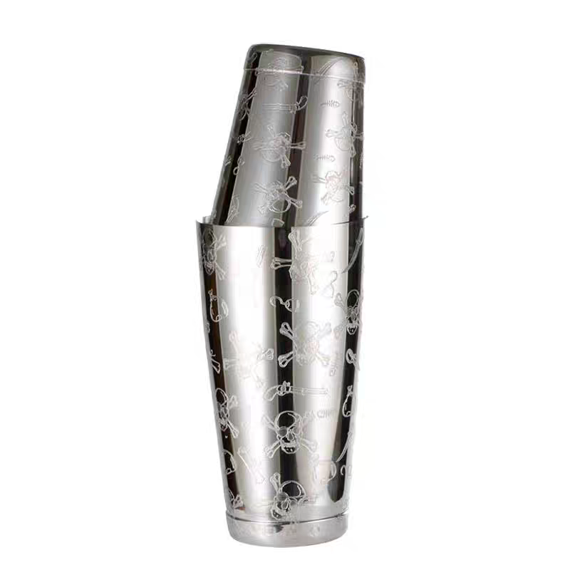 Boston Shaker Set - 500ml/800ml 해골 무늬 스테인리스 스틸 칵테일