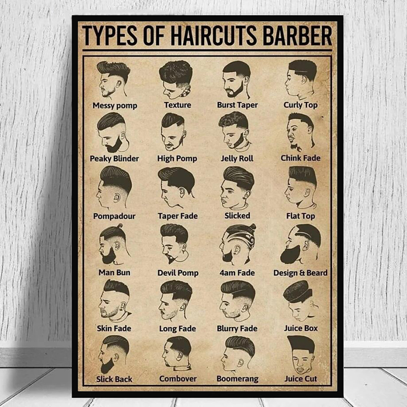 Home Barber - 레트로 이발 스타일 포스터 및 프린트