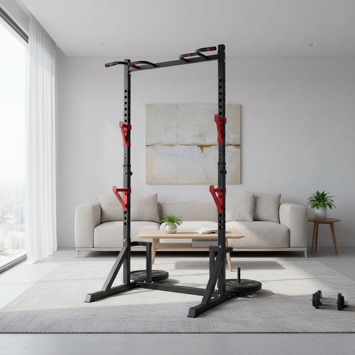 조절 가능한 파워 랙과 풀업 바가 있는 홈짐 스쿼트 스 - Home Bar And Gym 리뷰 및 가격