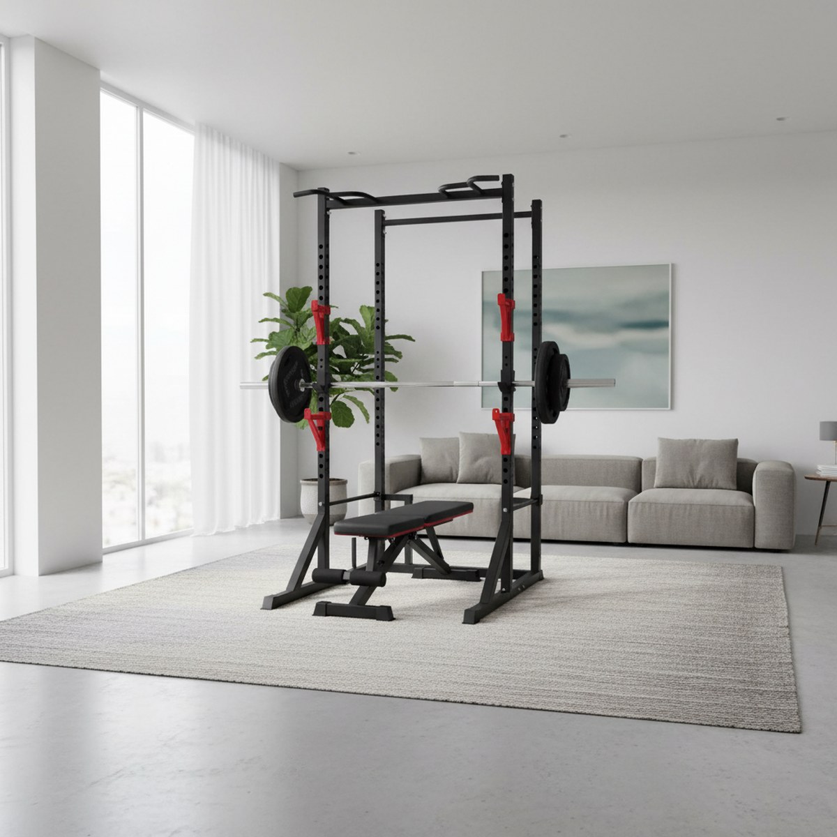 조절 가능한 파워 랙과 풀업 바가 있는 홈짐 스쿼트 스 - Home Bar And Gym 리뷰 및 가격