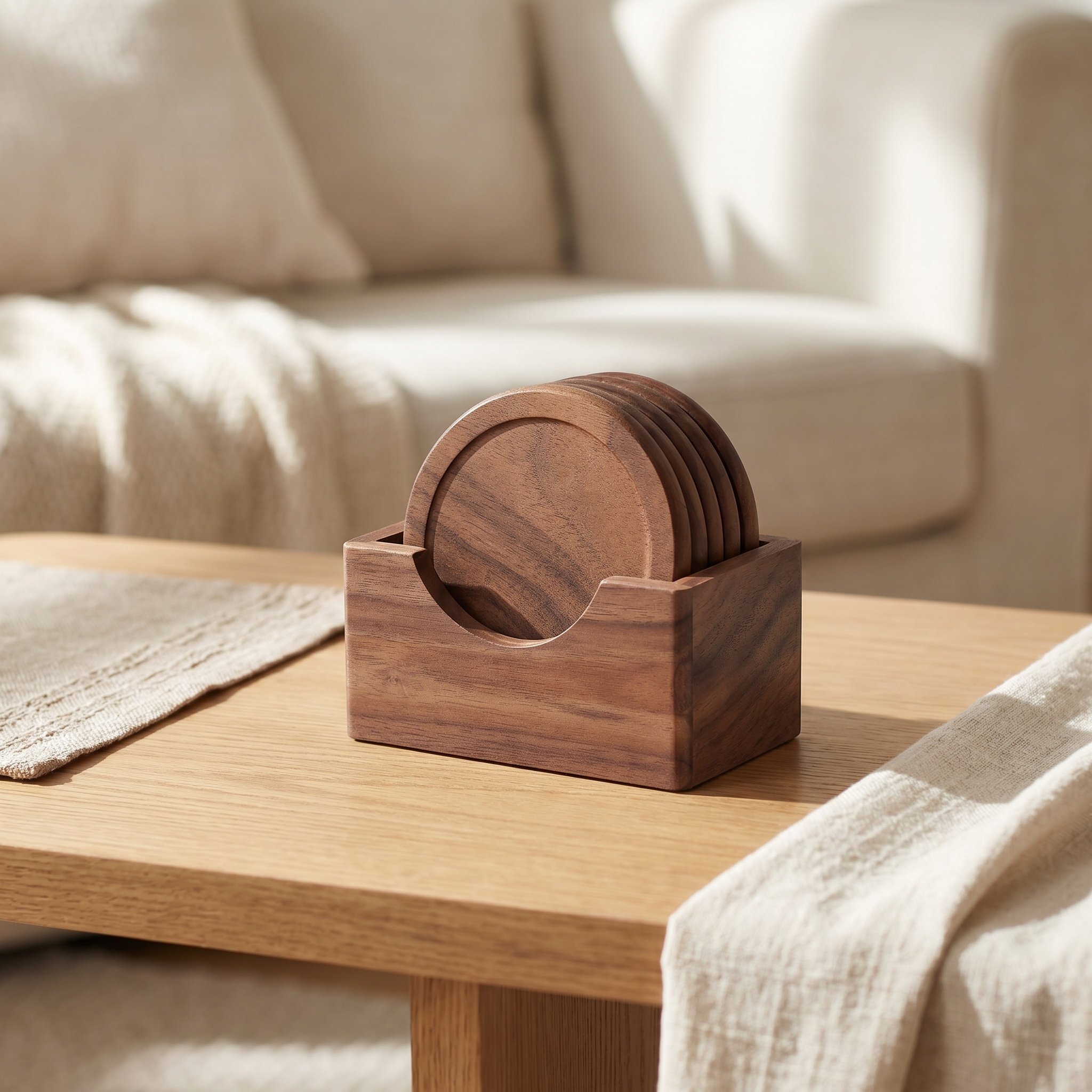 6개입 원형 나무 컵받침, 견고한 블랙 월넛 재질, 바 - Home Bar Set 리뷰 및 가격