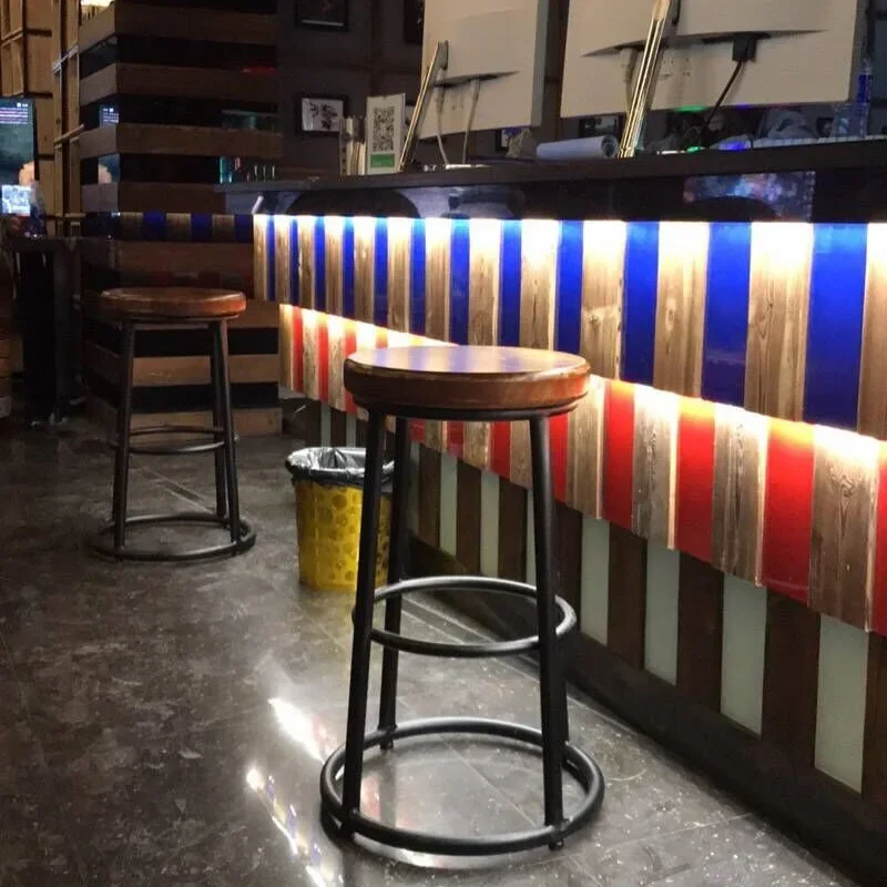 미국 복고풍 철제 높은 발 바 의자, 단단한 나무 좌석 - Home Bar Seating 리뷰 및 가격