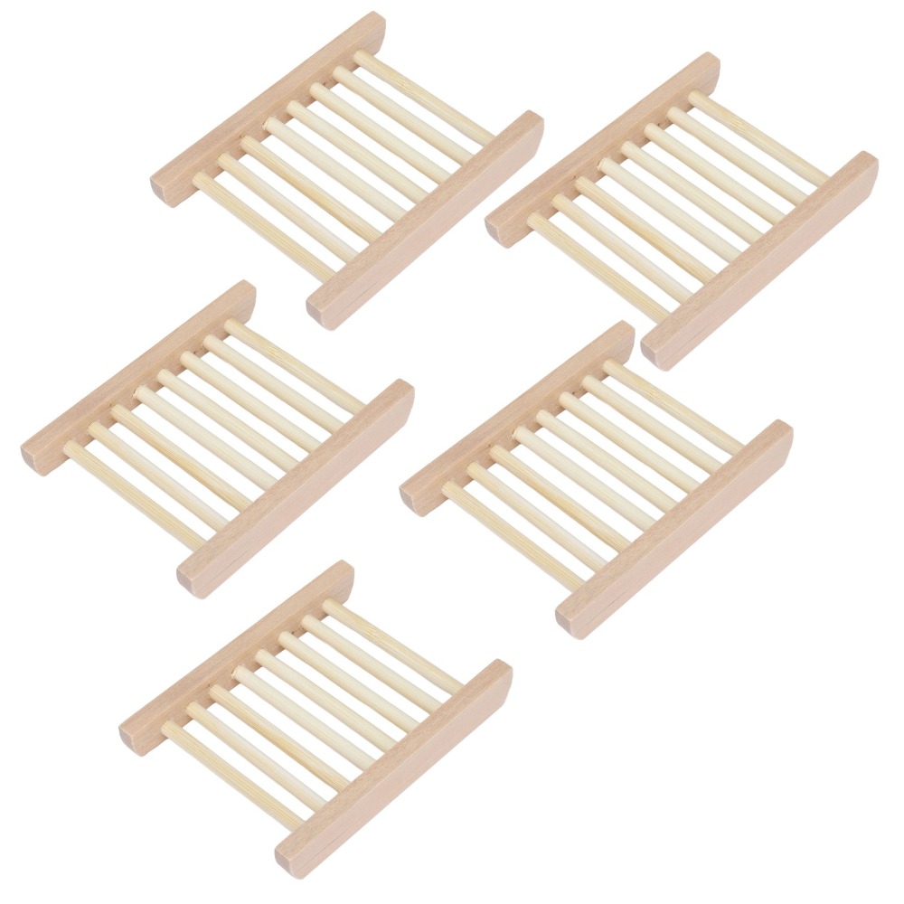 5 PCS 천연 나무 비누 접시 자체 배수 나무 색상  - Home Bar Supplies 리뷰 및 가격