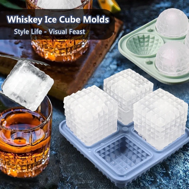 뚜껑이 있는 실리콘 아이스 큐브 트레이, 원형/사각형  - Ice Mold Sphere 리뷰 및 가격