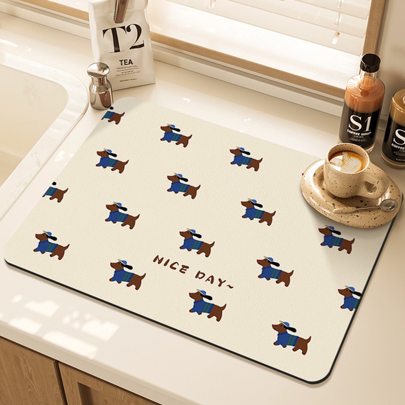 만화 푸그 패턴 프린트 주방 건조 매트 카운터 내열성  - Bar Mat Rubber 리뷰 및 가격