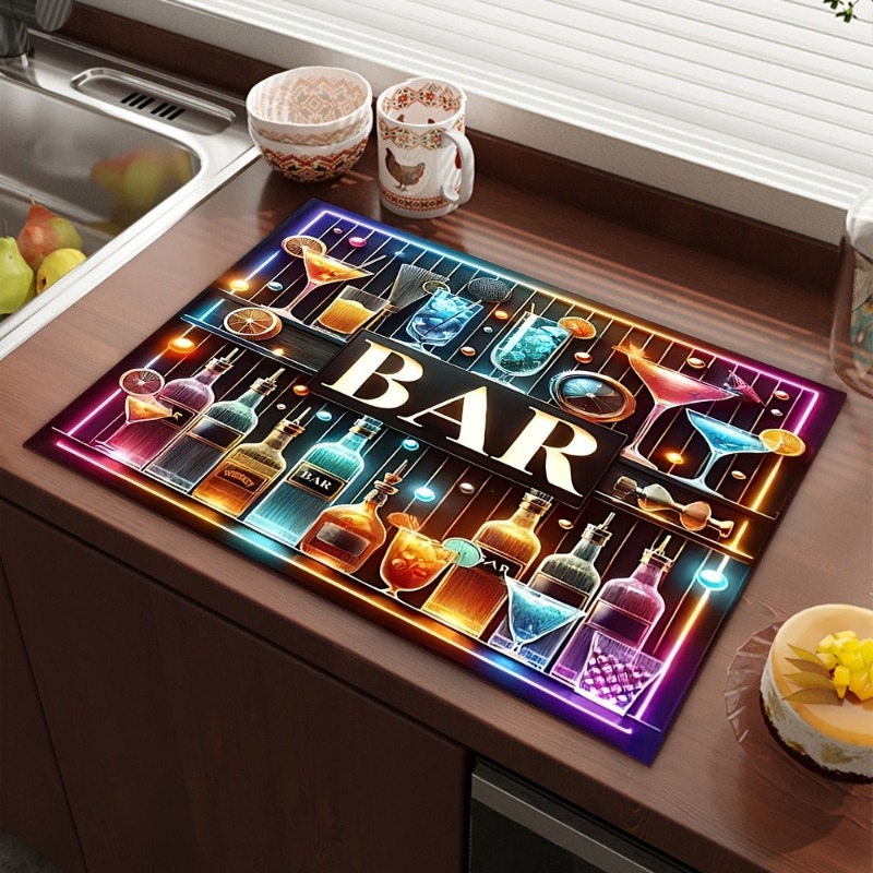 커피 바 규조토 건조 매트 기하학적 창의적 프린팅 주방 - Bar Mat Rubber 리뷰 및 가격