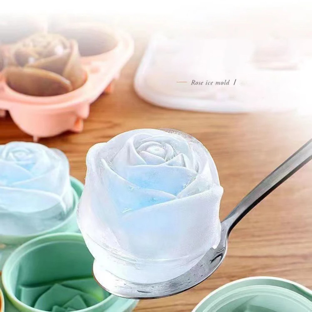 3D 장미 모양 실리콘 아이스 몰드 4구 얼음 트레이  - Ice Mold Sphere 리뷰 및 가격