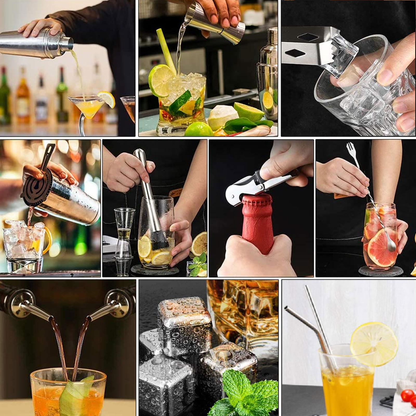 칵테일 만들기 세트 셰이커 스테인레스 스틸 바 도구 바 - Cocktail Recipe Book 리뷰 및 가격